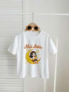 SHEIN Tween Girls Cute 3D Bow White T-Shirt, Casual & Versatile For Any Occasion Cute Topsرمضانتوبملابس بنات Ramadanفستان العيد - White - View 5