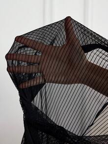 SHEIN CURVE+ 曲线加大码/情人节/大码修身舒适透气高弹力紧身裤，冬季款，适合沙漏型身材 - 黑色 - 查看 8