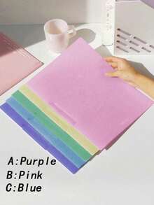 1 pieza Carpeta de archivo de color jade falso, carpeta de información A4 con clip de barra de tracción y clip oscilante de PP, útiles escolares - Multicolor - Ver 1