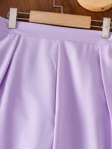 2pcs Tween Girls Casual Elegant Floral 3D Decor Vest Shirt & Pants Set - Purple - View 7
