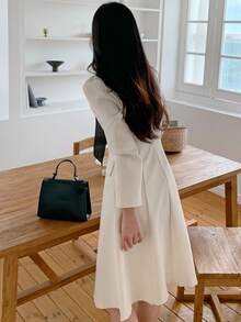 DAZY Women's Spring/Autumn French Elegant Elegant Office/Commute Color Block Bow Tie Waist Knee-Length Dress