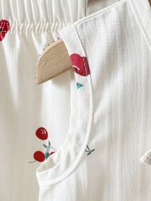 SHEIN 2件套女婴幼儿/新生儿0-3岁春夏休闲甜美日常度假条纹梭织无袖上衣和阔腿裤套装 - 杏色 - 查看 4