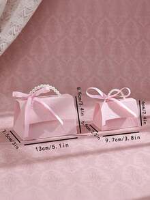 10pcs Stylish Embossed Gift Box In Black White Variants With Satin Ribbons Faux Pearl Handles Available In Multiple Sizes For All Occasions Letterpress Printing Flower Candy Box Mini Packaging Bags Paper Box For Gift Set Box Small Gift Bags Wedding Favors Party Decor, - Handheld Flower Box - View 7