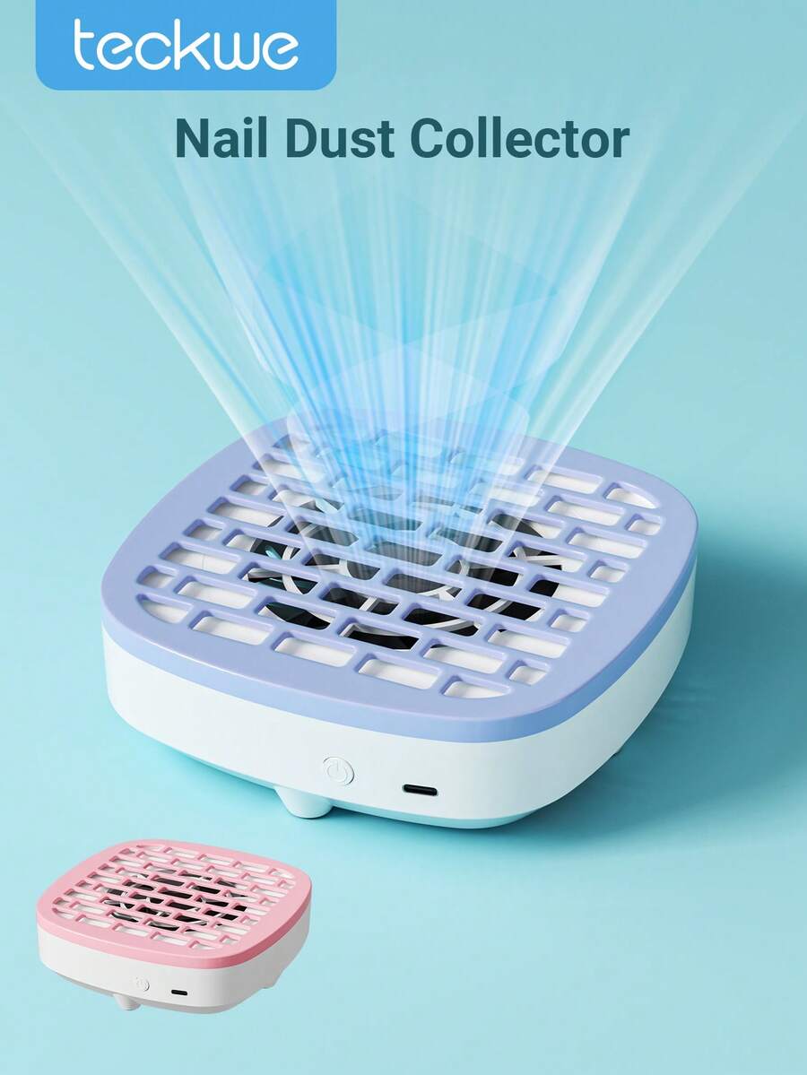 Teckwe 指甲掸子收集器，指甲灰尘风扇，美甲清洁器，轻便，强力除尘器，家用和沙龙用美甲吸尘器，低噪音 - 彩色 - 查看 1