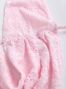 SHEIN Sweetro 时尚性感深V领A字层叠裙套装，露背美式提花面料，尽显女性性感魅力 - 粉色 - 查看 4