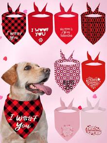 PETSIN Khăn quàng cổ cho chó ngày Valentine, yếm cho thú cưng in hình thư tình. - Nhiều màu - Xem 1