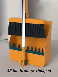1set Household Broom And Dustpan, Long Handle Floor Cleaning Broom Dustpan, Rotatable Broom And Dustpan With Teeth, For Dust And Debris Removal, For Home, Kitchen, Room, Office, Cleaning Supplies, Cleaning Tools - Multicolor - View 2