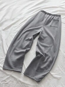 AXEPEAK Men's Solid Color Drawstring Waist Pocket Loose Casual Sweatpants - Light Grey - View 2