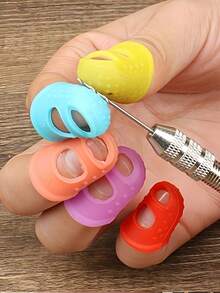5PCS Silicone Finger Protectors Heat Resistant Anti-Slip Thumb Covers For Hot Glue Gun, Reusable Finger Tip Pads Grips For DIY Craft Sewing Money Counting Writing Sorting Tasks And Sports Games - Multicolor - View 8