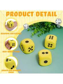 Large 3.8-8cm Foam Dice, Perfect For Party Games, Birthdays, Halloween, And Christmas (Yellow). - Yellow - View 7