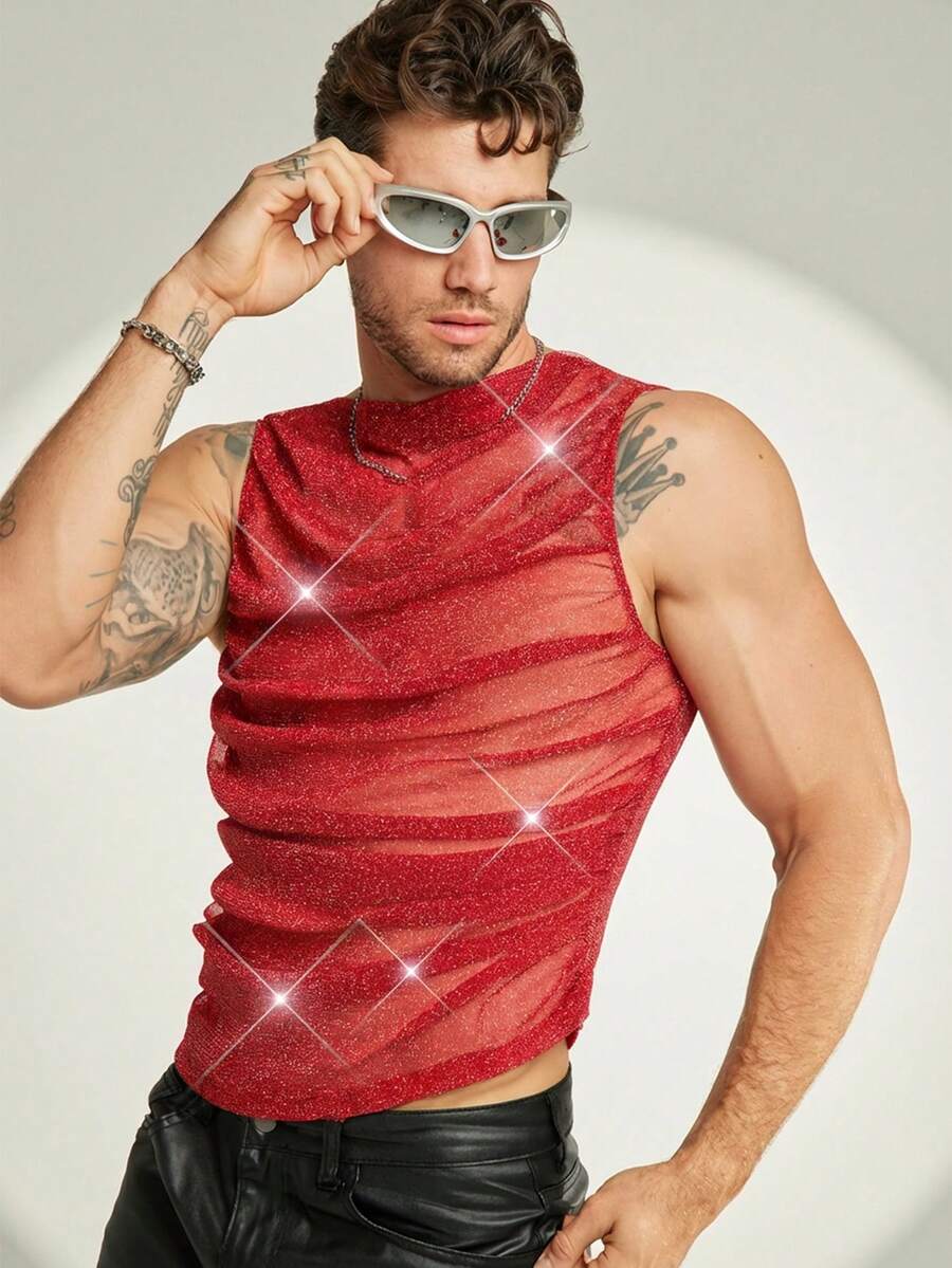 FeverCity Sexy Sheer Mesh Party Clubwear Men's Tank Top