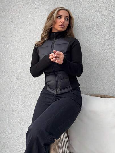 Jeta Ari เสื้อโค้ทบุนวมแขนแร็กแลนแบบมีซิป, เสื้อผ้าผู้หญิงฤดูหนาว, เสื้อแจ็คเก็ตผู้หญิงแบบบุนวม