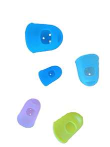 5PCS Silicone Finger Protectors Heat Resistant Anti-Slip Thumb Covers For Hot Glue Gun, Reusable Finger Tip Pads Grips For DIY Craft Sewing Money Counting Writing Sorting Tasks And Sports Games - Multicolor - View 9