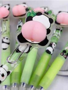 1PC/3Pcs Random Cute Panda Stress Relief Squeeze Toy Ballpoint Pen, Adorable High-Quality Student Signature Pen - Multicolor - View 6