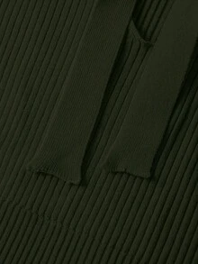 Franclia 新款时尚优雅高品质女士针织连衣裙，秋季百搭 - 軍綠色 - 查看 7