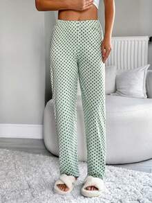 EURMUSE Quần pajama chấm bi, quần dài mặc nhà bằng cotton mềm mại với cạp chun, quần ngủ thoáng khí, đồ mặc nhà thoải mái, vừa vặn – Giá cả phải chăng - màu xanh lá - Xem 4