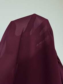 Auralis Plus Size Women Casual Solid Color Waist Cinched Dress/Round Neck, Front Tie Waist, Flared Hem, Double-Layered Ruffles, Loose Long Sleeves, Plus Size Purple-Red New Year's Party/Christmas Dress / Short Loose Romantic Date / Valentine's Day/Birthday Party/Banquet Outfit/Clothes For Women Spring - Red Violet - View 8