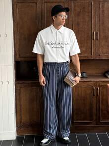 SWAVVY 男士休闲印花短袖衬衫 男士白色短袖衬衫 男士时尚衬衫 男士白色衬衫 男士图案衬衫 街头风衬衫 男士度假衬衫 双面印花 220 衬衫 - 白色 - 查看 4