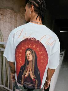 PAVTROS 男士时尚个性化字母印花圆领短袖休闲T恤 - 白色 - 查看 7