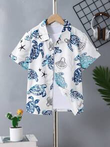 Tween Boy Cute Vacation Graphic Print Shirt, Suitable For Beach, Holiday, Travel - Multicolor - View 3