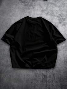 Manfinity ZONE917 宽松白色 Levitation 67 图案黑色短袖 T 恤