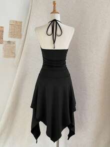 Attitoon Đầm ngắn hai lớp hở lưng, hai lớp, màu đen, kiểu dáng tối giản, cổ điển, punk Y2K, thích hợp cho các buổi tiệc tùng, lễ hội âm nhạc, ngày Valentine, phong cách miền Tây, lễ hội âm nhạc, dành cho nữ, phù hợp cho các chuyến đi chơi mùa hè. - màu đen - Xem 2