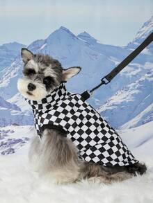 PETSIN Pet Water-Resistant -Padded Vest, White & Black Plaid - Multicolor - View 7