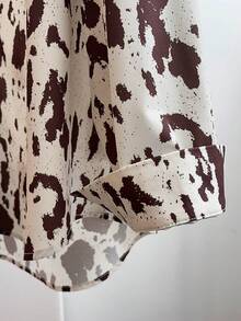 EMERY ROSE Bộ đồ nữ vintage mới, áo dài tay in họa tiết da báo và quần ống đứng, cỡ lớn. - Cà phê nâu - Xem 4