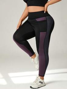 Auralis Quần legging thể thao thường ngày có túi màu tương phản dành cho nữ cỡ lớn - Nhiều màu - Xem 6