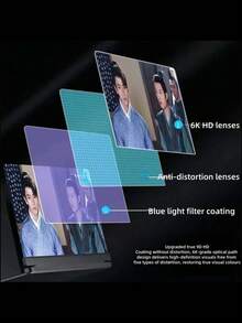 Kaca Pembesar Layar Ponsel dengan Lensa Ultra-HD - Kaca Pembesar Layar Universal untuk Menampilkan Layar Ponsel ke TV, Perlindungan Mata, Anti-Silau, Mode Lanskap & Potret Bebas Genggam untuk Film, Game, dan Video - Hitam - View 3