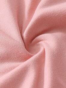 SHEIN Genkimix Kids 2件套女童碎花、格子、豹纹、三叶草、爱心图案长袖T恤和短裤套装，宽松可爱休闲装，适合春、夏、秋季穿着；粉色超大款卫衣，女童粉色卫衣套装 - 粉色 - 查看 8