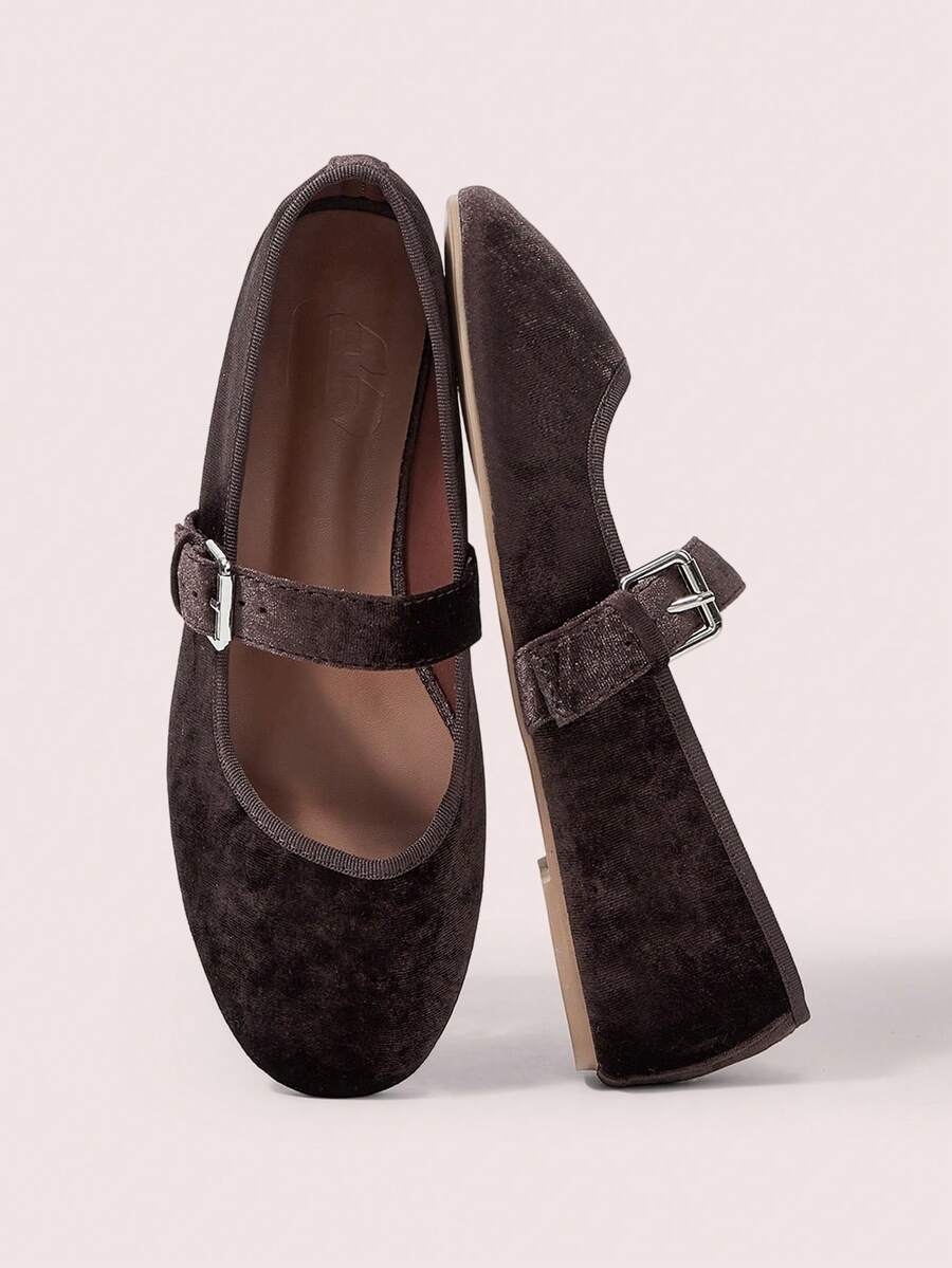CUCCOO DOLLMOD Women's Casual Versatile Commute Simple Buckle Flats Spring Shoes - Coffee Brown - View 1
