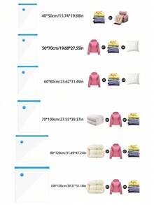 5/3/1 件套加厚真空压缩收纳袋，防水密封衣物整理袋，适合旅行、宿舍和家庭使用 - 可重复使用，节省空间，非常适合存放床上用品、衣物、学习用品等，是卧室和家庭整理的理想之选。 - 彩色 - 查看 7