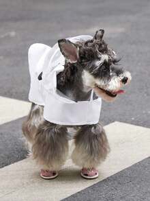 PETSIN Capa con capucha con estampado de gato, perro y panda con borde transparente y cierre de gancho y bucle para mascotas - Multicolor - Ver 3