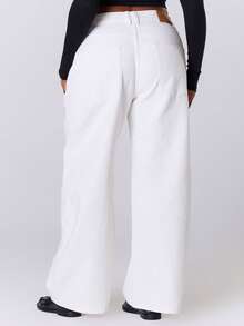 MUSERA Plus Size Wide Leg Denim Jeans Everyday Flattering Core Denim - White - View 3