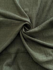 Roveilla 大码女式纯色竹纤维面料西装领V领收腰垂褶系带短袖裹身中长连衣裙，优雅法式复古正式办公通勤休闲度假下午茶街头简约百搭春夏新款 - 軍綠色 - 查看 9