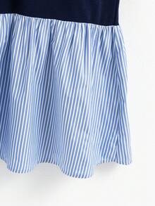 SHEIN Tween Girls' Back-To-School Summer Casual School Navy Blue Floral Patchwork Striped Print 2 In 1 Dress,Fashion Vacation Flower Spring Kids Clothes - Multicolor - View 6
