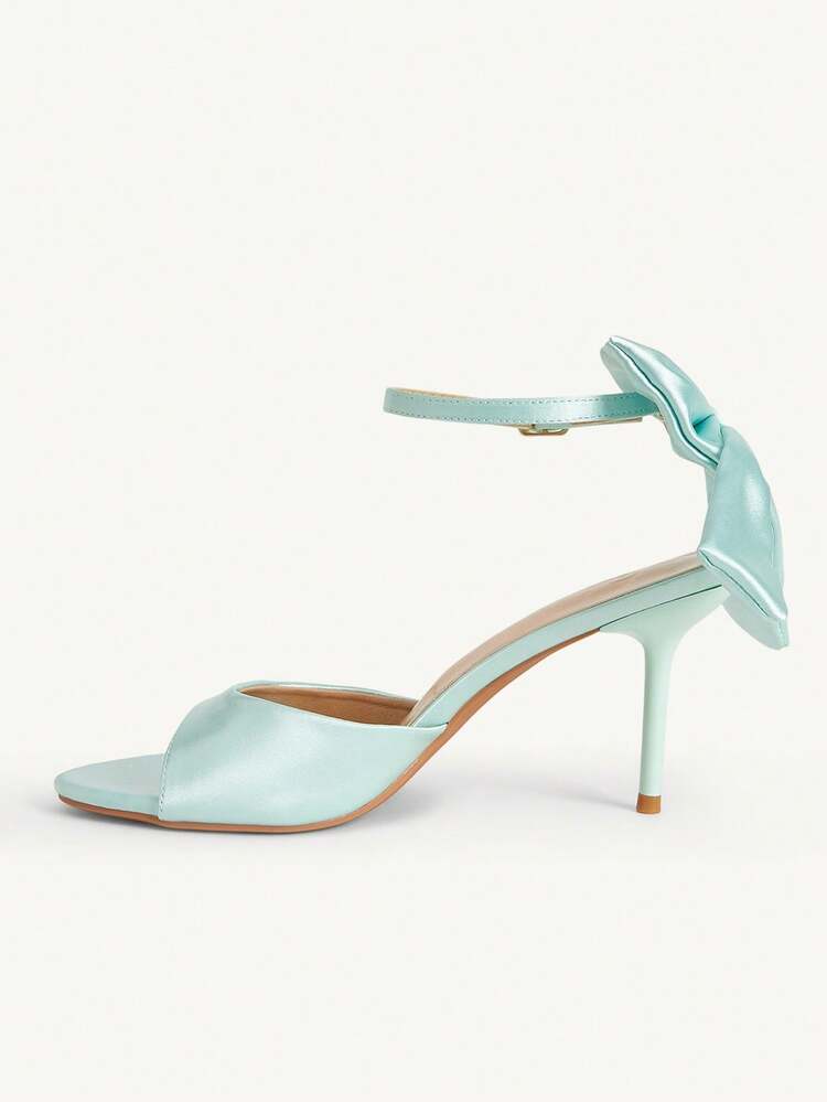 CUCCOO CHICEST Women Shoes Spring Summer Satin Bow Decorative Buckle Strap Open-Toed High Heel, Sweet Silk Satin Mint Green Ladies High Heel Sandals Wedding Bridesmaids Dating Party Commuting Shopping Holiday Gifts
