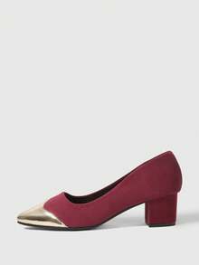 Sleekvia Women's Pointed Toe Buckle Design Fashionable High Heels, Versatile For Daily Wear - Burgundy - View 7
