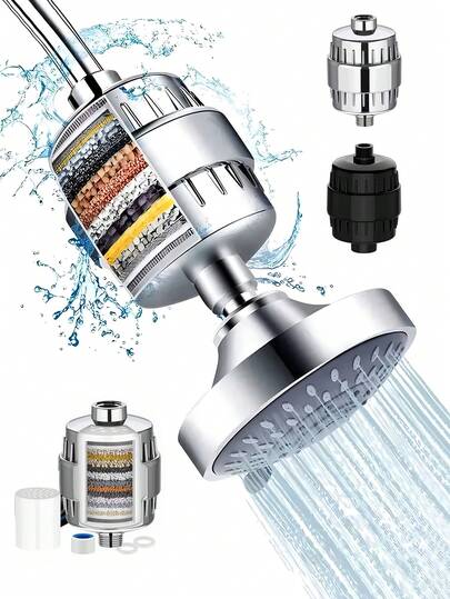 1pc High Efficiency Shower Head Filter, High Flow Hard Water Softening Shower Head Filter, Universal Shower Water Purifier, Reduces Dry Skin And Hair Damage, Removes Chlorine And Harmful Substances, Suitable For Home, Hotel And RV Bathroom, Great Gift For Family And Friends