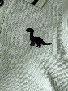 Souflis Souflis Conjunto informal de camisa polo de manga corta con estampado de dinosaurio y pantalones cortos para bebé niño, primavera/verano - Multicolor - Ver 4