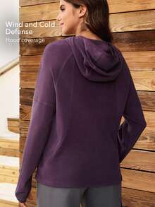OutZeal Women Soft Brushed Zip Pocket Drawstring Hem Outdoor Sweatshirt Winter Fall Hiking Camping - Purple - View 3