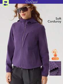 OutZeal Thermal Clothes Women Outdoor Jackets Winter Hiking Camping Fleece Lined Hooded Zip Up Outdoor Tops