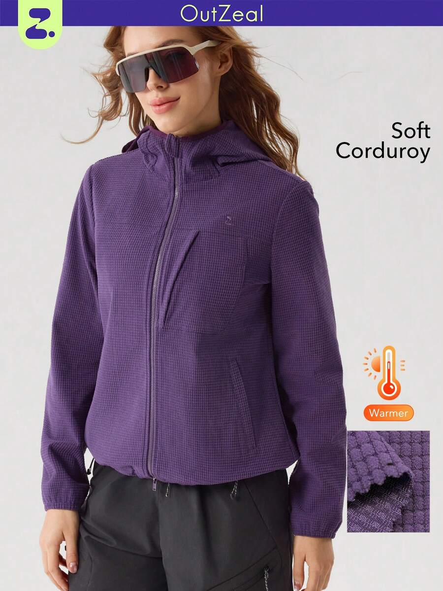 OutZeal Thermal Clothes Women Outdoor Jackets Winter Hiking Camping Fleece Lined Hooded Zip Up Outdoor Tops