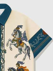 ROMWE MEN Street Life Men's Minimalist Printed Short Sleeve Polo Shirt - Multicolor - View 3