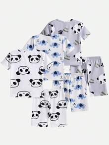SHEIN 6件套男童休闲印花家居服两件套，适合居家穿着 - 彩色 - 查看 2