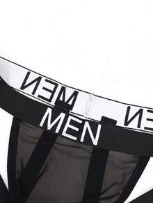 Fashionable Men's Slim Fit Sexy Black Hollow-Out Mesh Briefs - Black - View 6