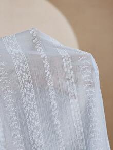 Graphic Print Loose Sweet French Chic Lightweight Semi-Sheer Long Sleeve Shirt - Blue - View 10