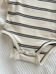 Bộ 4 áo liền quần tay ngắn kẻ sọc co giãn dễ thương cho bé trai/bé gái, áo liền thân cơ bản, thích hợp cho mùa xuân/hè. - Nhiều màu - Xem 4