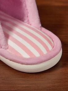 HARRY POTTER X SHEIN Fashionable And Cute Pink Embroidered Every Flavour Beans Women Non-Slip Indoor Slippers Girls Soft Plush Warm Winter House Stripe Shoes Durable Sole, Home Bedroom Air-Conditioned Room Spring Autumn,Gift Ideas - Pink - View 10